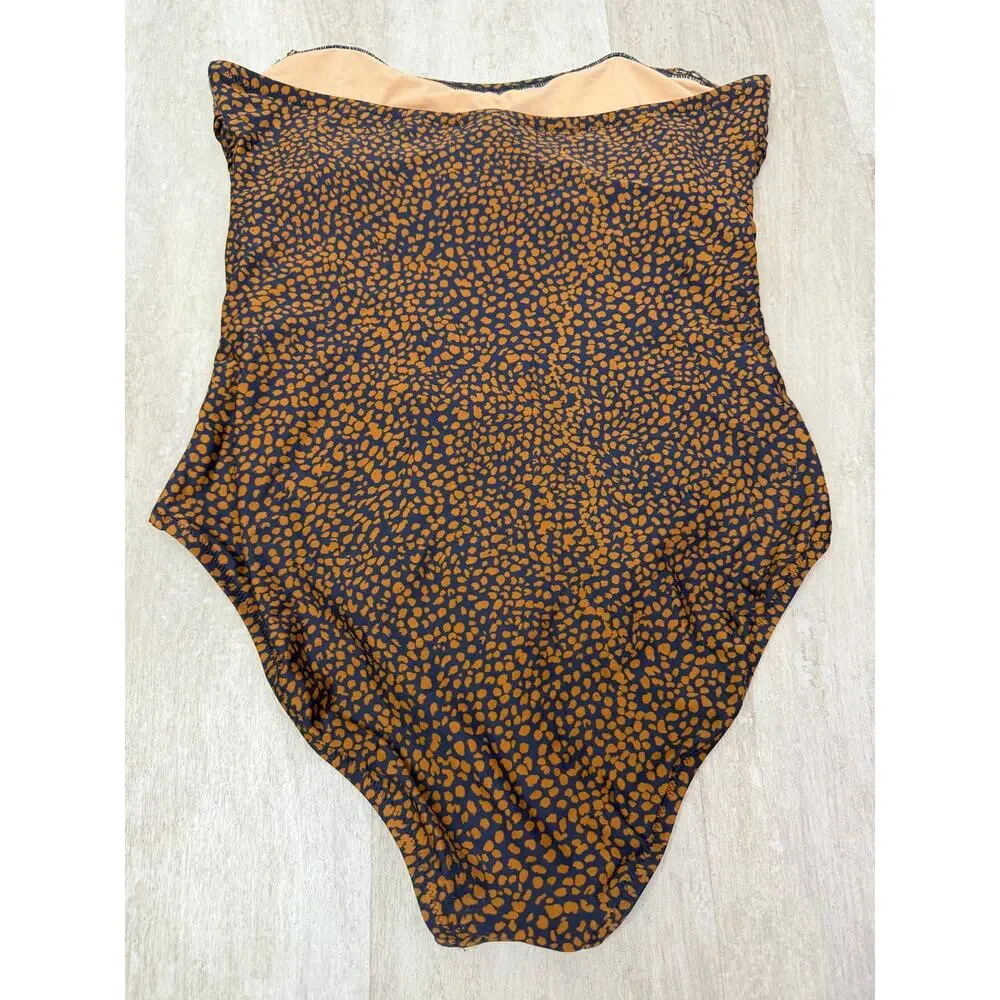 J.Crew Ruched bandeau one-piece Swimsuit in spot-on print Size 14